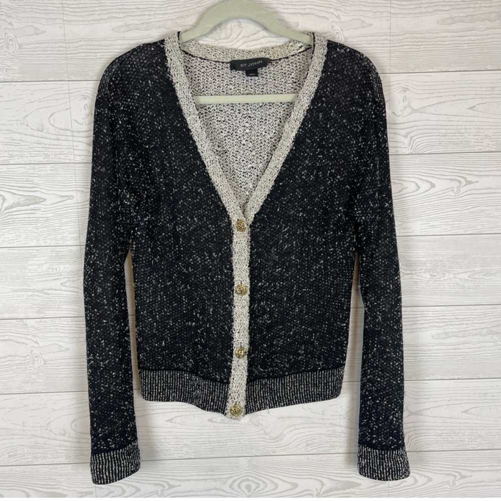 St. john santana knit Black and White Cardigan Sweater 2014 resort collection